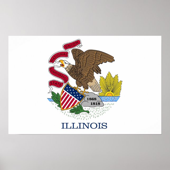 Poster mit Flagge von Illinois, USA. (Vorne)