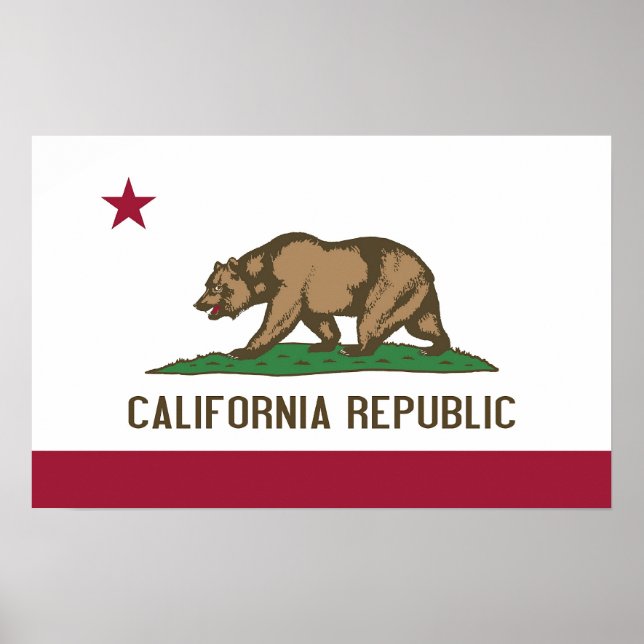 Poster mit Flagge von Kalifornien, USA (Vorne)