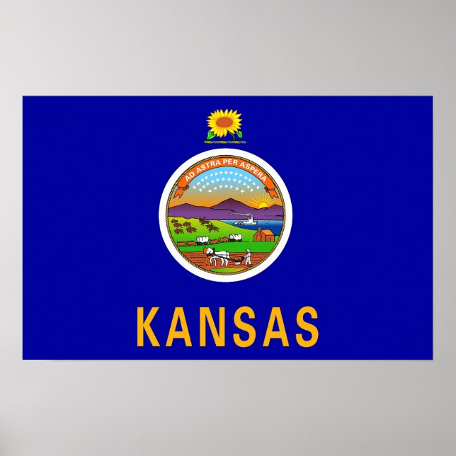 Poster mit Flagge von Kansas, USA. (Vorne)