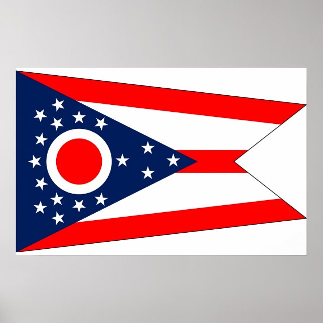 Poster mit Flagge von Ohio, USA. (Vorne)