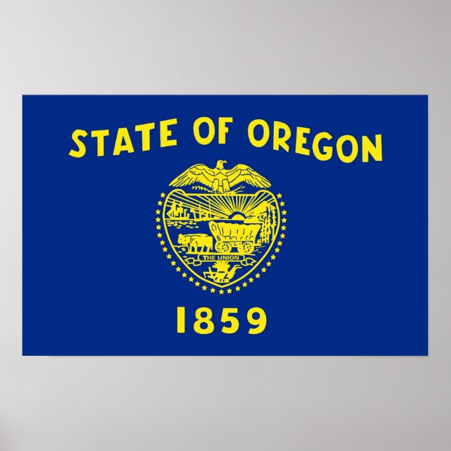 Poster mit Flagge von Oregon, USA. (Vorne)
