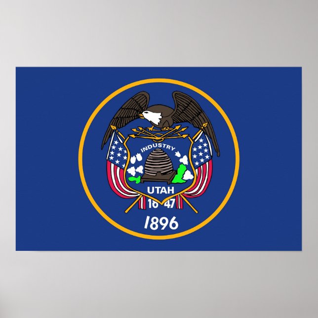 Poster mit Flagge von Utah, USA. (Vorne)