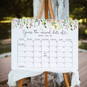 Poster mit Kalender zum Erraten des voraussichtlic