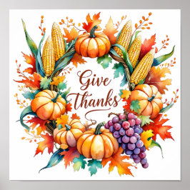 Poster mit Pumpkin und Maiskranz