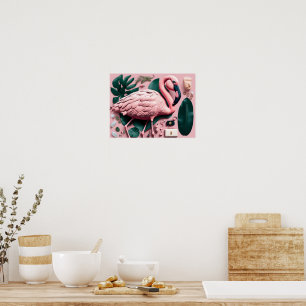 Poster mit rosa Flamingo