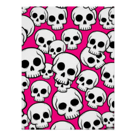Poster mit rosa Totenkopfmuster Glänzend