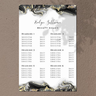 Poster mit schwarzem Marmormuster-Preisliste