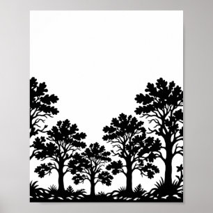 Poster mit schwarzen Baum-Silhouetten
