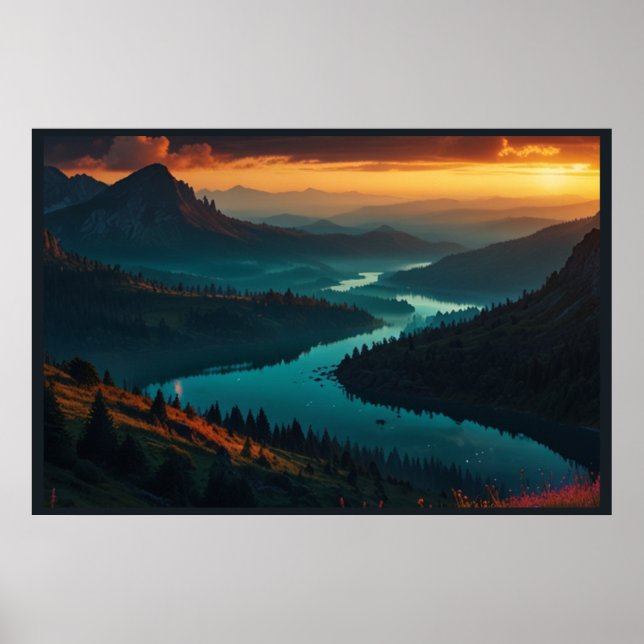 Poster mit träumerischem Nordlicht-Nachthimmel (Vorne)