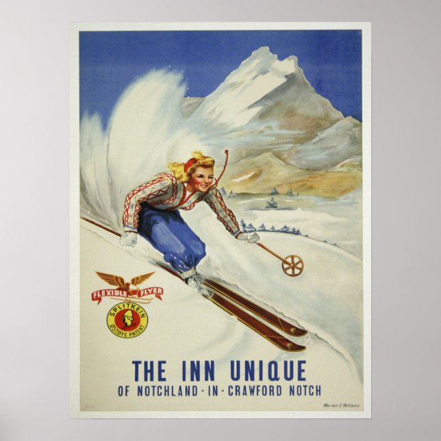 Poster mit Vintagem Skidrucken (Vorne)