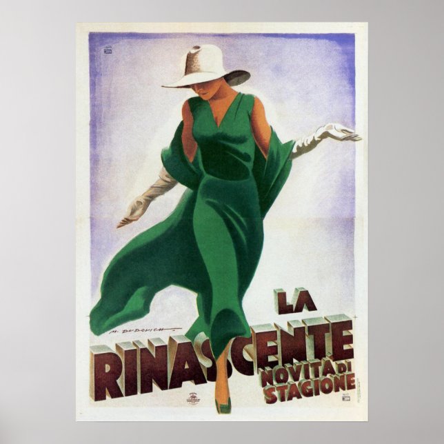 Poster mit Vintager italienischer Modedrucke (Vorne)
