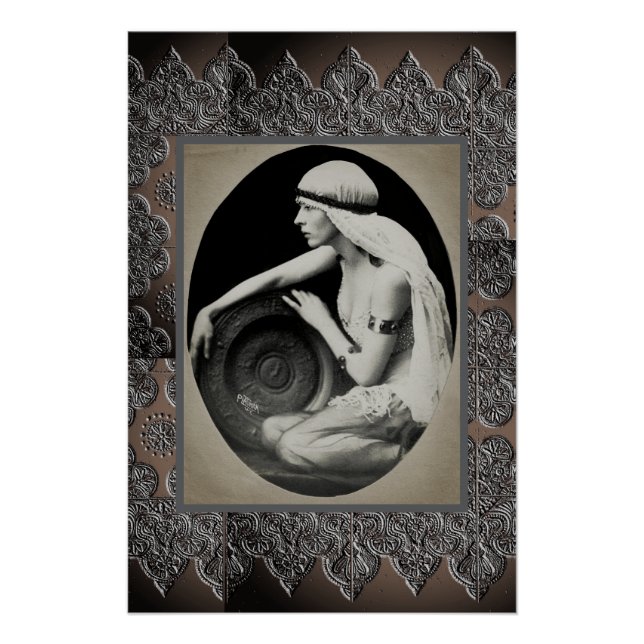 Poster mit Vintager Tribal-Tänzerin (Vorderseite)