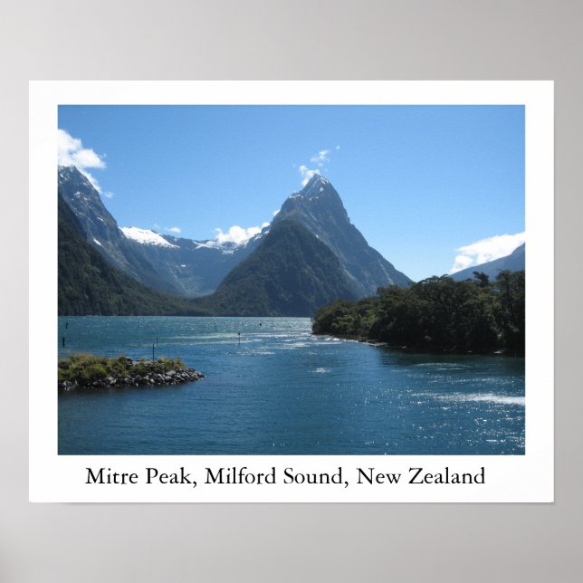 Poster Miter Peak, Milford Sound, Nouvelle-Zélande (Devant)