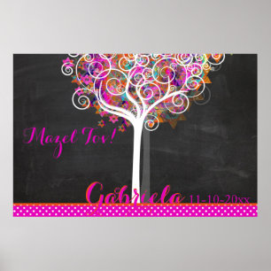 Poster Mitzvah Chalkboard Tree of Life Se connecter Burea