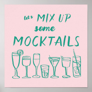 Poster MIX HAUT MOCKTAILS barre personnalisée Cuisine Art