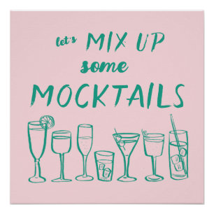 Poster MIX HAUT MOCKTAILS barre personnalisée Cuisine Art