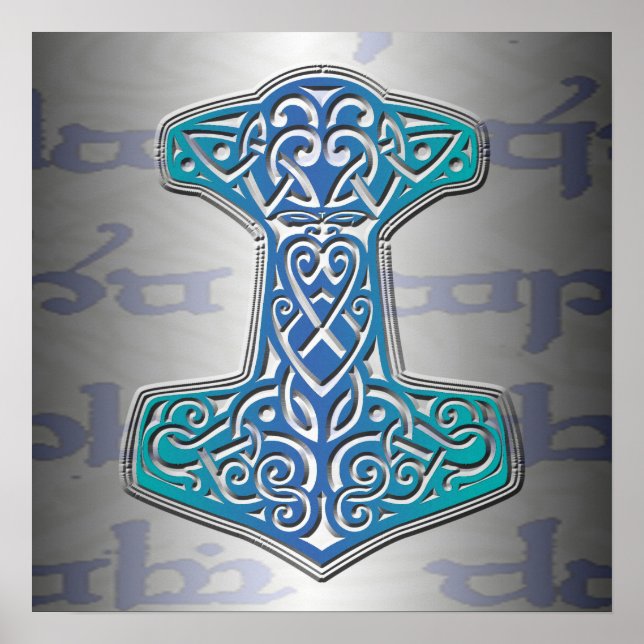 Poster Mjölnir bleu sur Tengwar (Devant)
