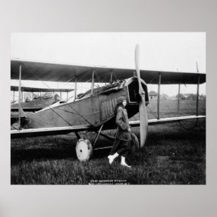 Poster Mlle Katherine Stinson et son avion Curtiss