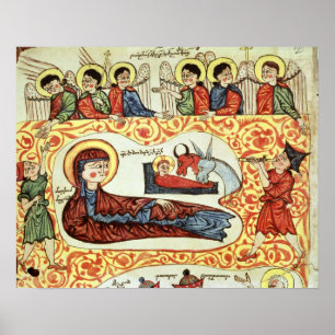 Poster Mme 404 fol.1v la nativité, d'un évangile