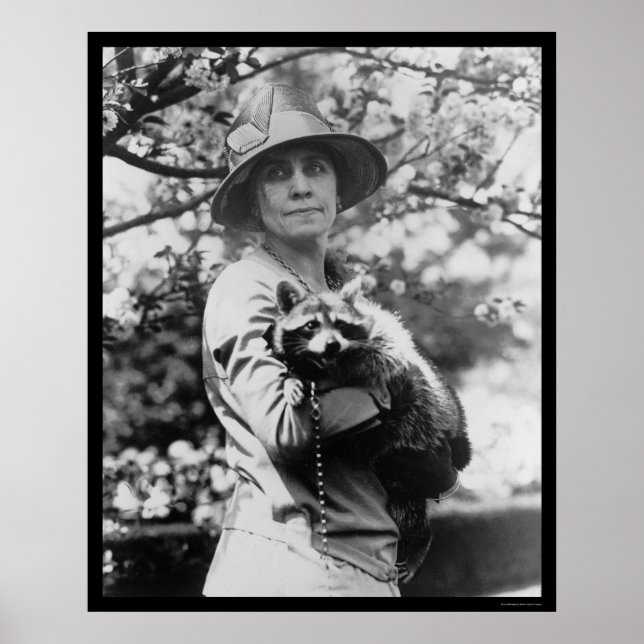 Poster Mme Calvin Coolidge avec son Raccoon 1923 (Devant)