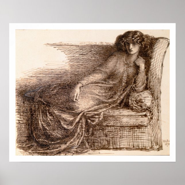 Poster Mme Jane Morris Reclining on Sofa (Devant)