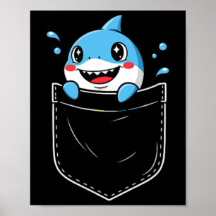 Poster Mmème de poche de requin mignon drôle