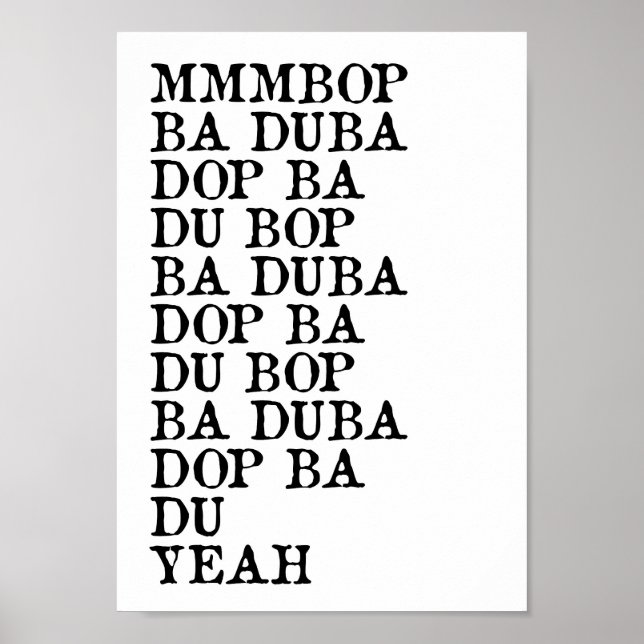 Poster Mmmbop Chanson Funny Lyric Wall Art Imprimer (Devant)