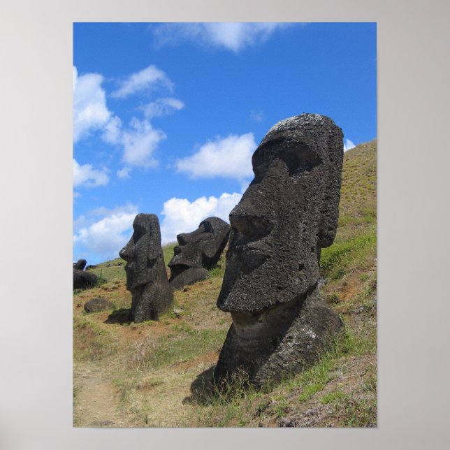 Poster Moai à Rano Raraku, île de Pâques (Devant)