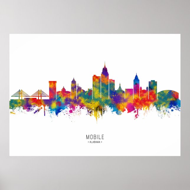 Poster Mobile Alabama Skyline (Devant)