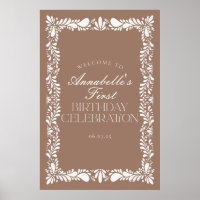 Mocha Brown Talavera Fête d'anniversaire Bienvenue
