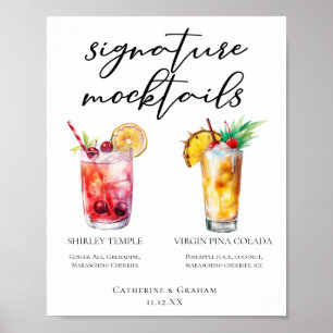 Poster Mocktails Menu Shirley Temple Piña Colada