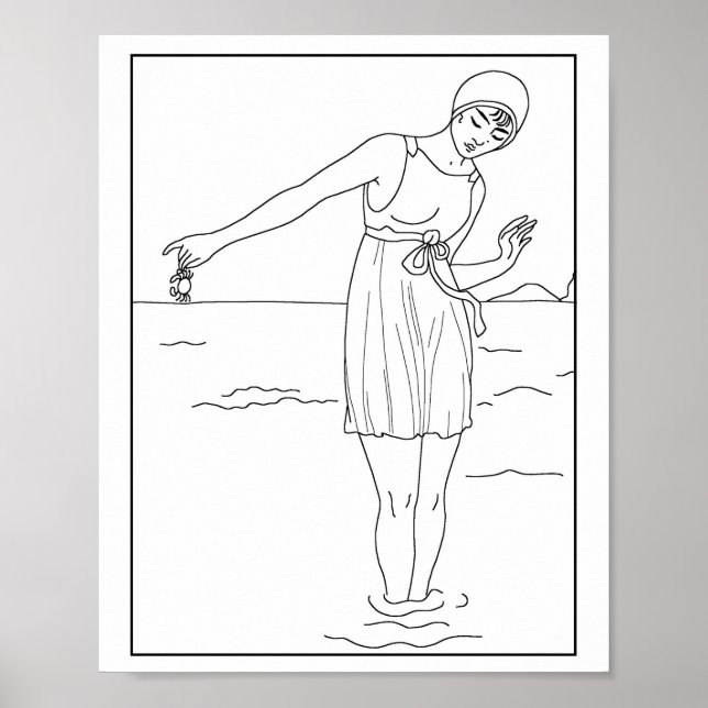 Poster Mode 1913 Femme Swimwear Ocean Water (Devant)