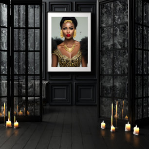Poster Mode Africain or noir Bijou Boucles d'oreilles col