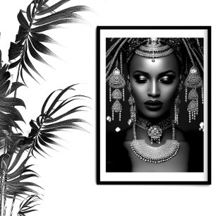 Poster Mode africaine noir blanc bijou Coiffe