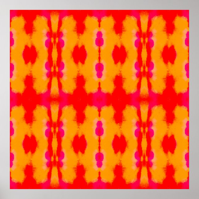 Poster Mode Boho rouge. Tapis persan. Couche d'aquarelle (Devant)