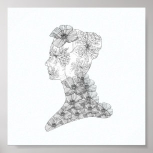 Poster Mode d'illustration florale chic