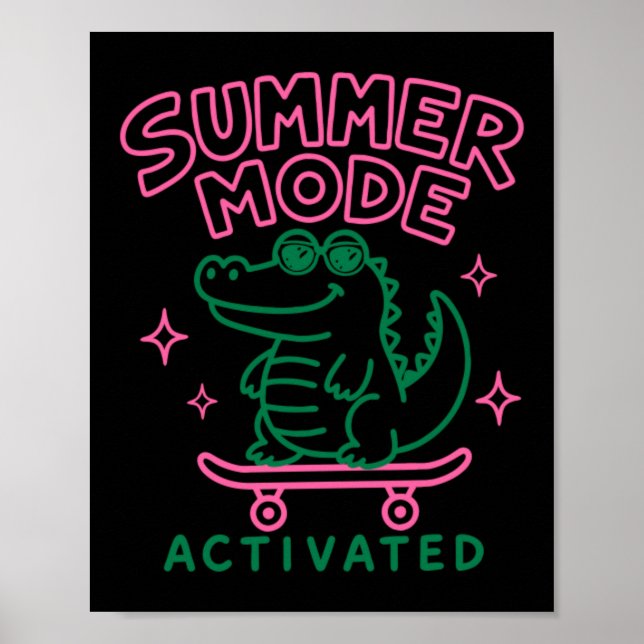 Poster Mode Été Activé Design Cute Gator (Devant)