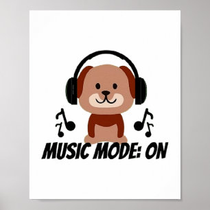 Poster Mode musique ON - Vibes de dessin de chien froid