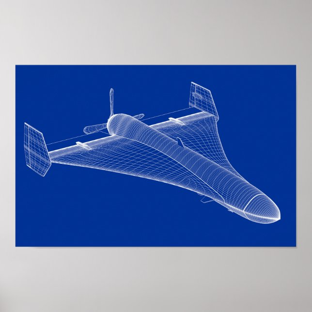 Poster Modèle 3D de drone militaire (Devant)