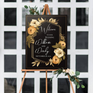 Poster Modèle d'Affiche de bienvenue Mariage floral