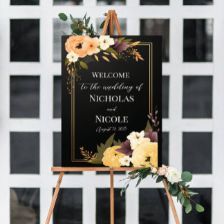 Poster Modèle d'Affiche de bienvenue Mariage floral