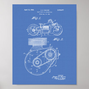 Poster Modèle d'art de brevet des motos 1943
