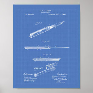 Poster Modèle d'art de brevet du couteau de poche 1893