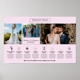 Poster Modèle de chronologie du jour de mariage