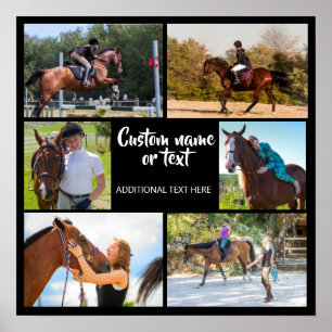 Poster Modèle de collage photo d'équitation noir moderne