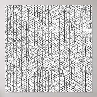 Poster Modèle de découpage de page de coloriage de grille