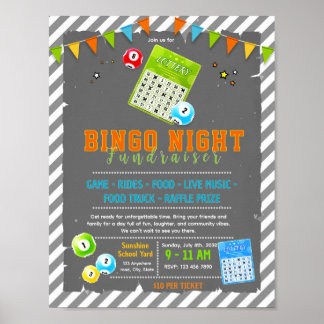 Poster Modèle de flyer de bingo modifiable pour collecte 