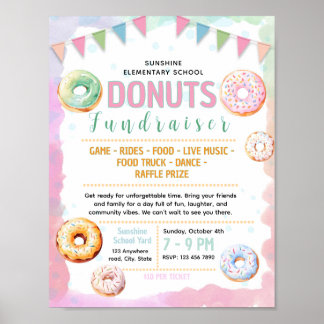 Poster Modèle de flyer de collecte de fonds avec beignets