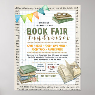 Poster Modèle de flyer modifiable pour foire du livre