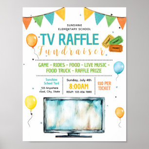 Poster Modèle de flyer modifiable pour une tombola TV de